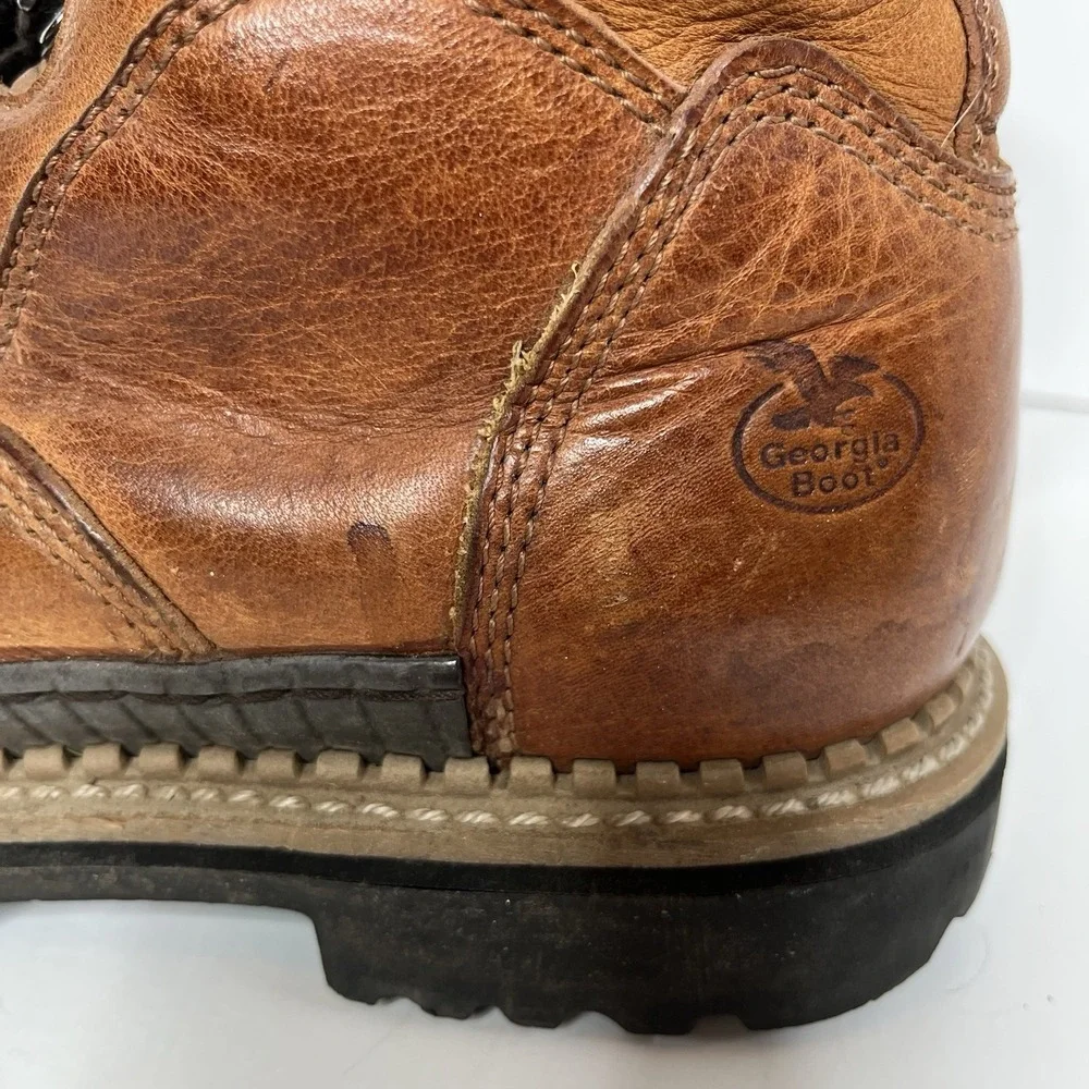 GEORGIA GIANT  G7222 STEEL TOE Brown Lace Up Work Boots US 8 M Outdoor Safety